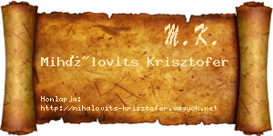 Mihálovits Krisztofer névjegykártya