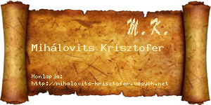 Mihálovits Krisztofer névjegykártya